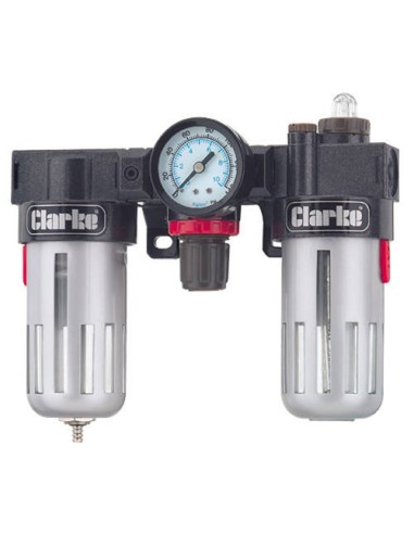 Regolatore pressione filtro lubrificatore aria compressa 1/4 Clarke  International CMF2 3090200